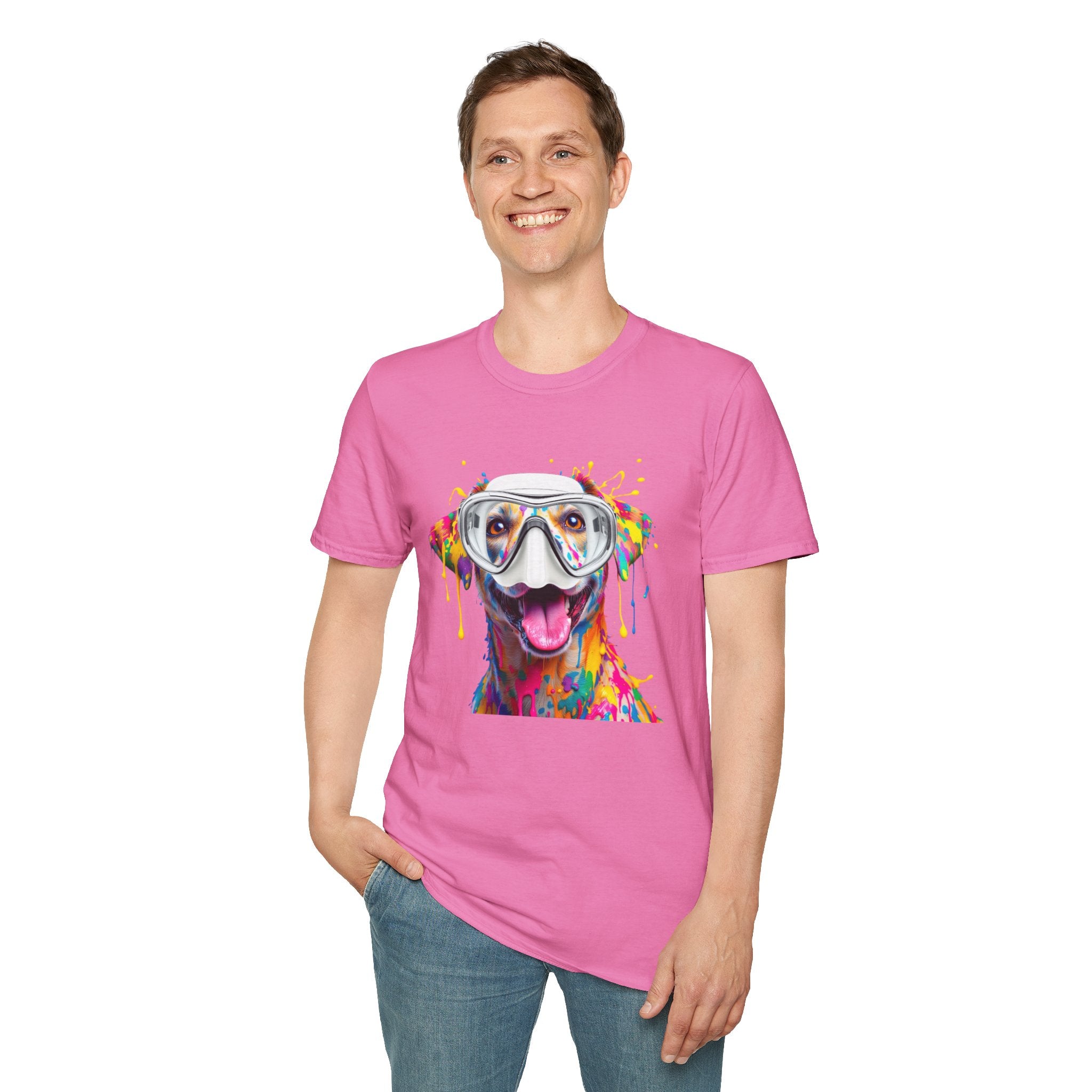Vibrant Dog Art Unisex T-Shirt – Cute Pet Lover Gift, Animal Artwork Tee, Colorful Dog Graphic Top, Unique Gift for Dog Owners