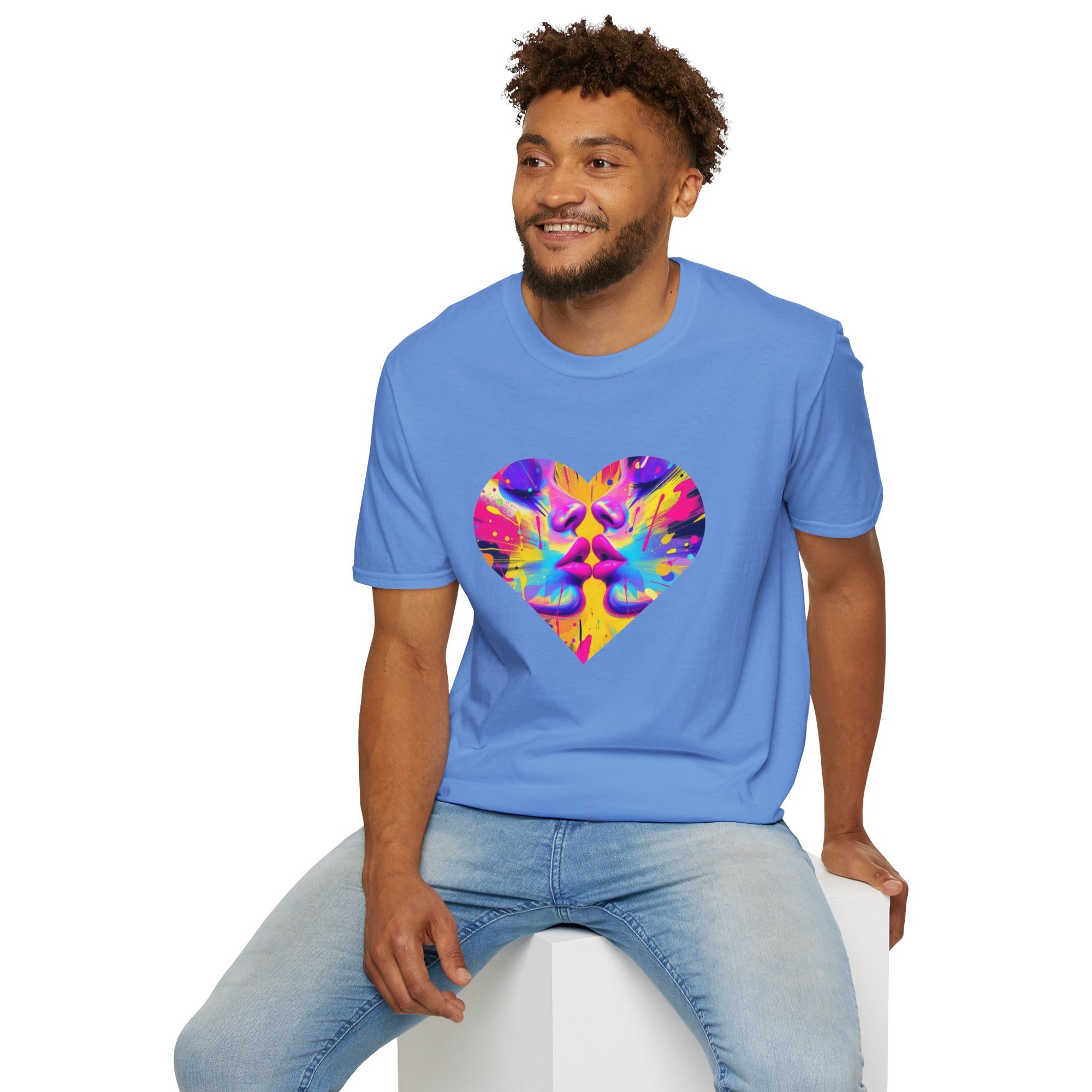 Vibrant Heart Art T-Shirt, Colorful Unisex Tee for Couples, Gift for Valentine's Day, Artistic Love Shirt, Casual Everyday Wear
