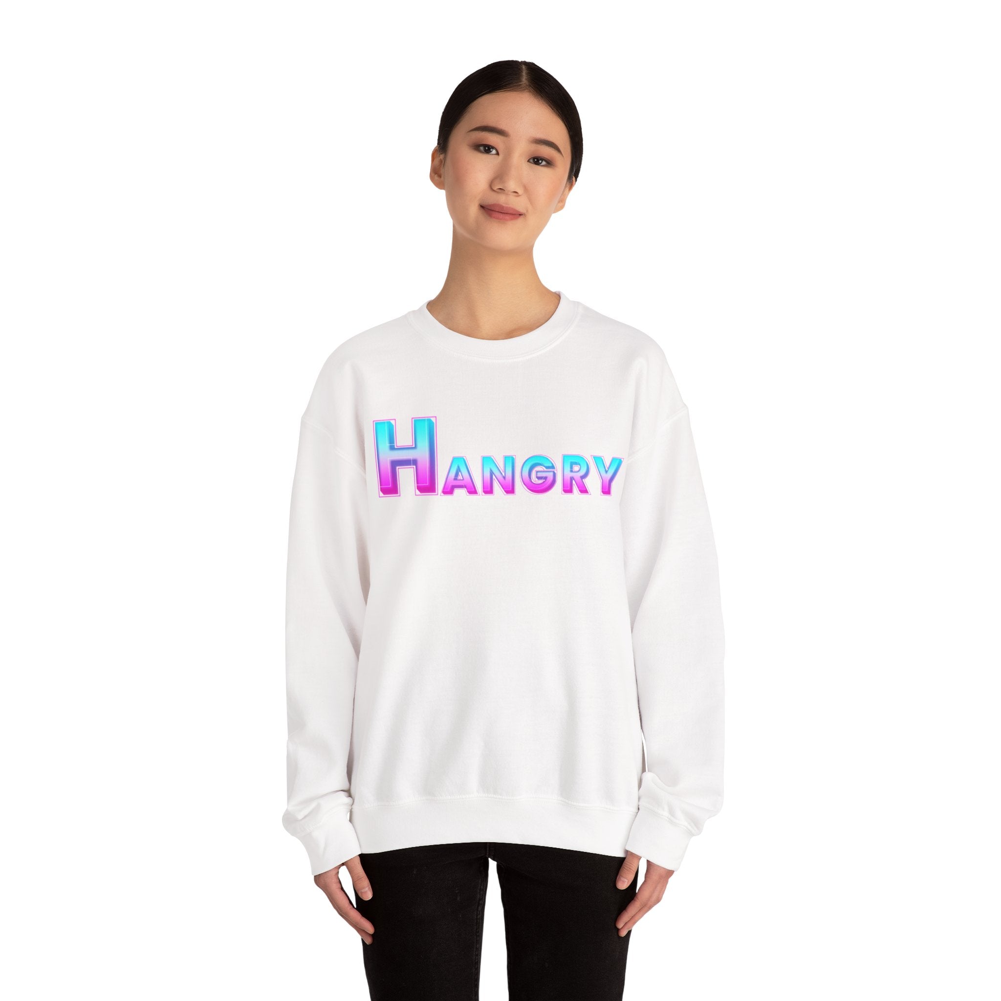Hangry Unisex Crewneck Sweatshirt - Cozy Gift for Food Lovers, Fall Apparel, Perfect for Casual Outfits, Birthday & Holiday Gifts