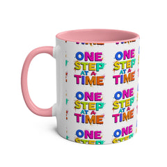 Motivational Two-Tone Coffee Mug - "One Step at a Time" - 11oz