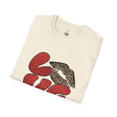 Leopard Love Graphic T-Shirt, Cute Valentine's Day Shirt, Casual Love Tee, Unisex Softstyle Top, Trendy Gift for Her