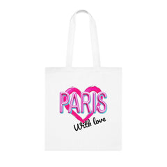 Paris With Love Cotton Tote Bag | Eco-Friendly Shopping Bag, Reusable Grocery Bag, Gift for Travelers, Lightweight Tote