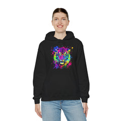 Colorful Tiger Hoodie – Unisex Heavy Blend™, Rainbow Tiger Sweatshirt, Graphic Hoodie, Animal Lover Gift, Unique Hooded Sweatshirt