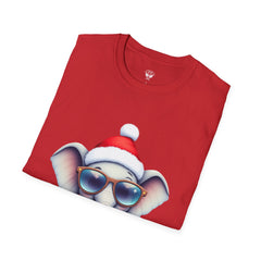 Cute Christmas Elephant T-Shirt, Unisex Holiday Tee, Fun Santa Shirt, Gift for Animal Lovers, Festive Apparel