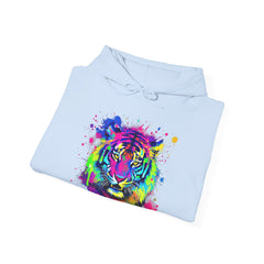 Colorful Tiger Hoodie – Unisex Heavy Blend™, Rainbow Tiger Sweatshirt, Graphic Hoodie, Animal Lover Gift, Unique Hooded Sweatshirt
