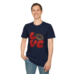 Leopard Love Graphic T-Shirt, Cute Valentine's Day Shirt, Casual Love Tee, Unisex Softstyle Top, Trendy Gift for Her