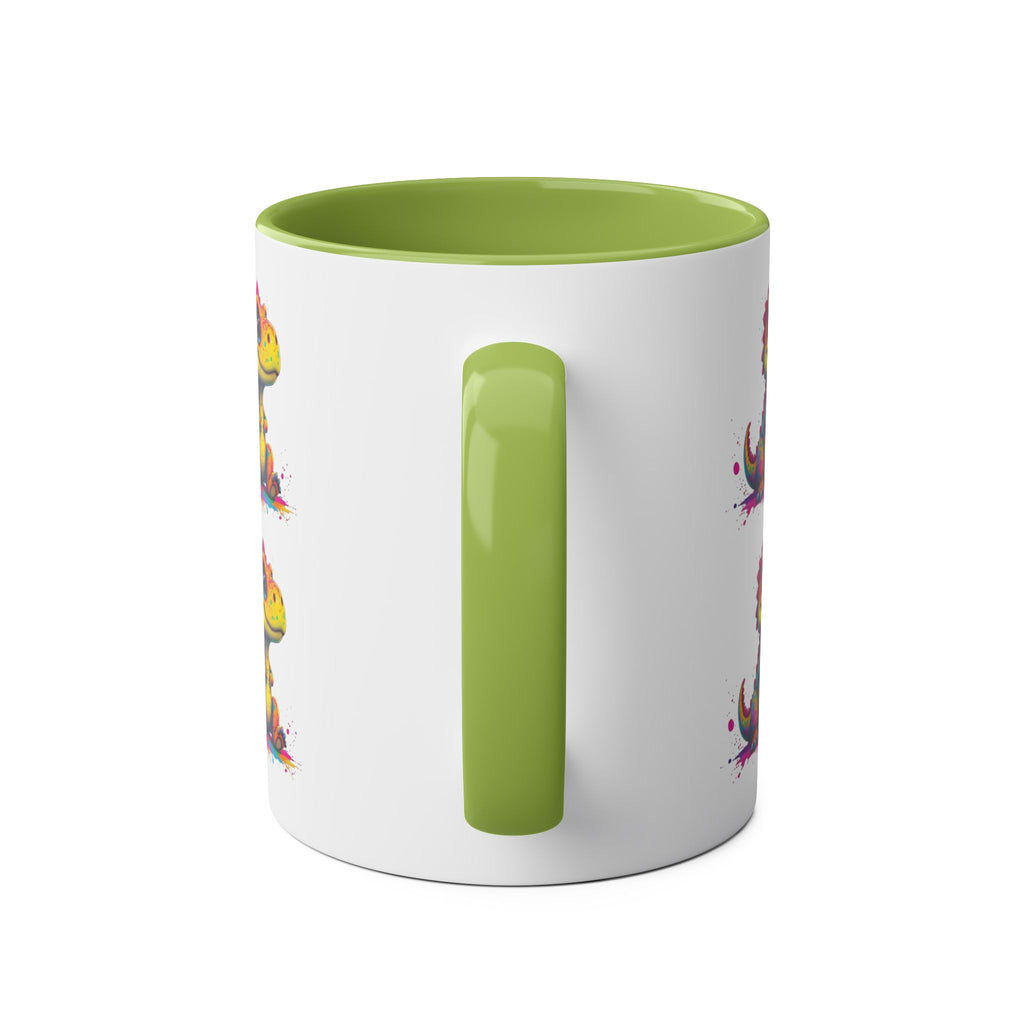 Colorful Dinosaur Two-Tone Coffee Mug - Cute 11oz Mug for Kids & Dino Lovers