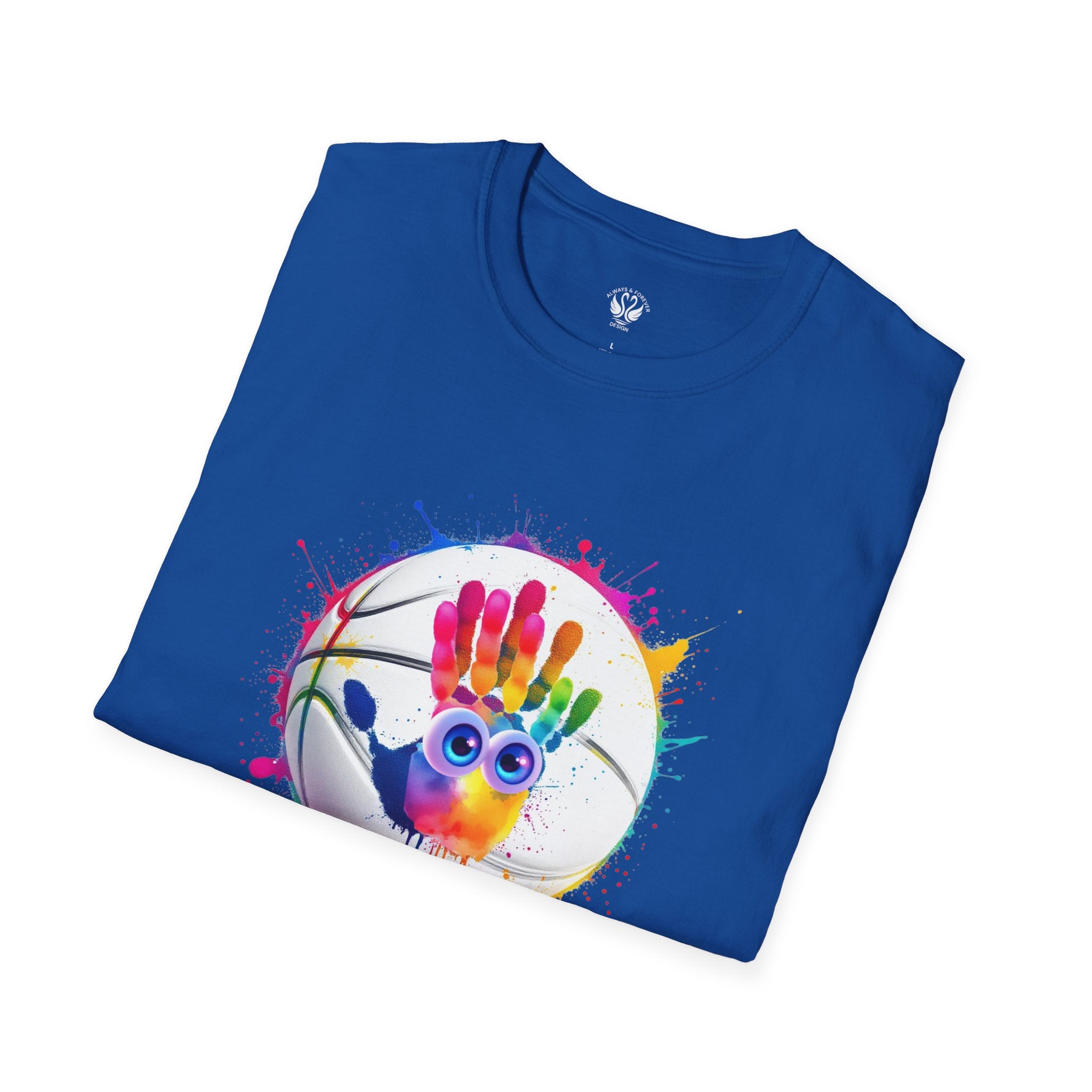 Colorful Handprint Football Unisex T-Shirt, Fun Tee for Kids and Adults, Gift for Artists, Birthday, Art Lovers and Celebrations