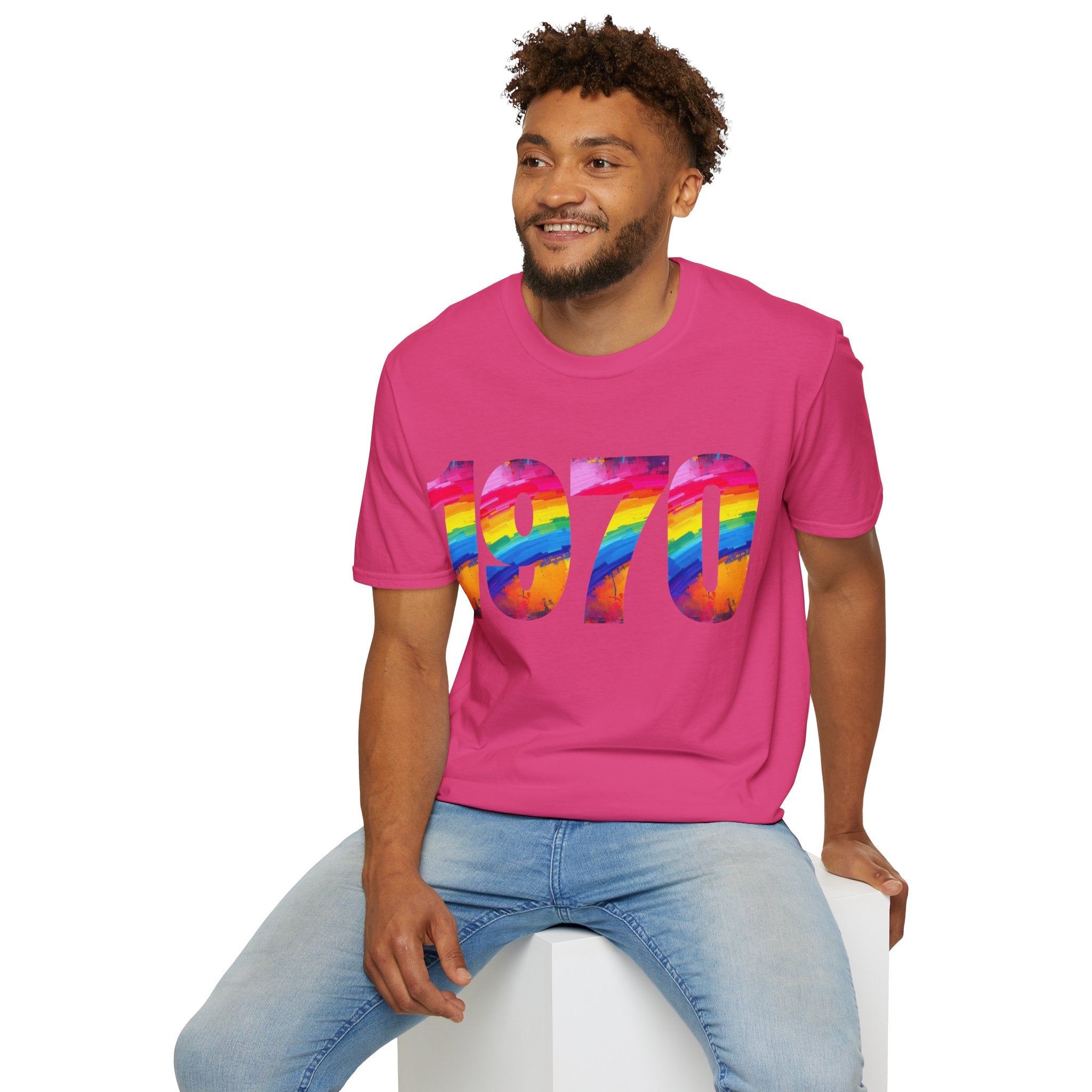Retro 1970 Rainbow Unisex T-Shirt, Vintage Graphic Tee, LGBTQ Pride Apparel, Casual Streetwear, Gift Idea for Birthdays