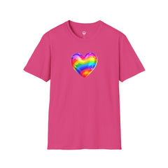 Rainbow Heart Unisex Softstyle T-Shirt, LGBTQ+ Pride Shirt, Colorful Heart Tee, Love Wins Tee, Gift for Him/Her