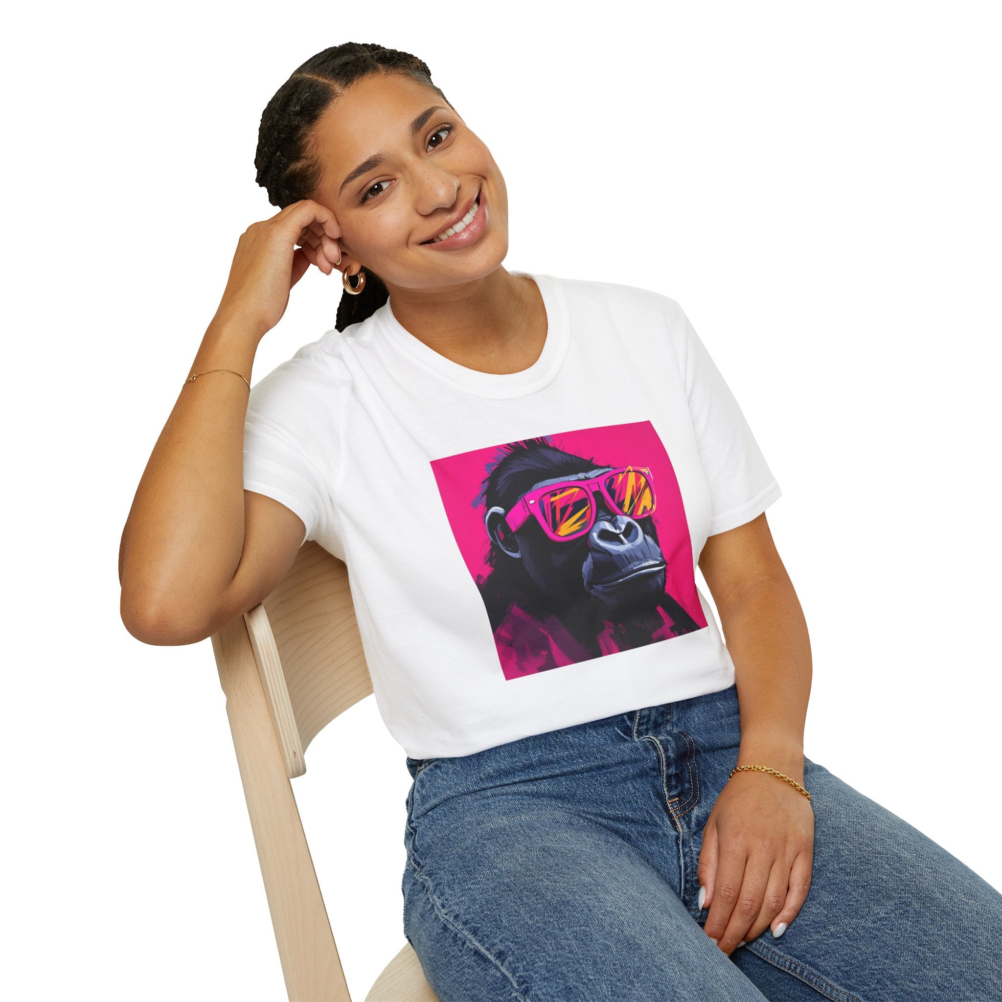 Retro Gorilla Graphic T-Shirt, Fun Animal Tee, Unisex Casual Wear, Birthday Gift, Summer Styles, Festival Fashion