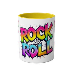 Colorful Rock & Roll Coffee Mug - 11oz Two-Tone Mug for Music Lovers