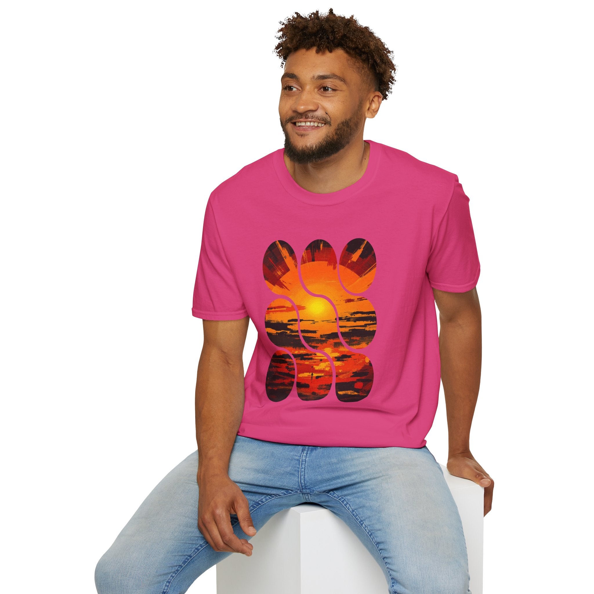 Sunset Inspired Unisex T-Shirt, Colorful Graphic Tee, Retro Summer Apparel, Gift for Friends, Casual Weekend Wear