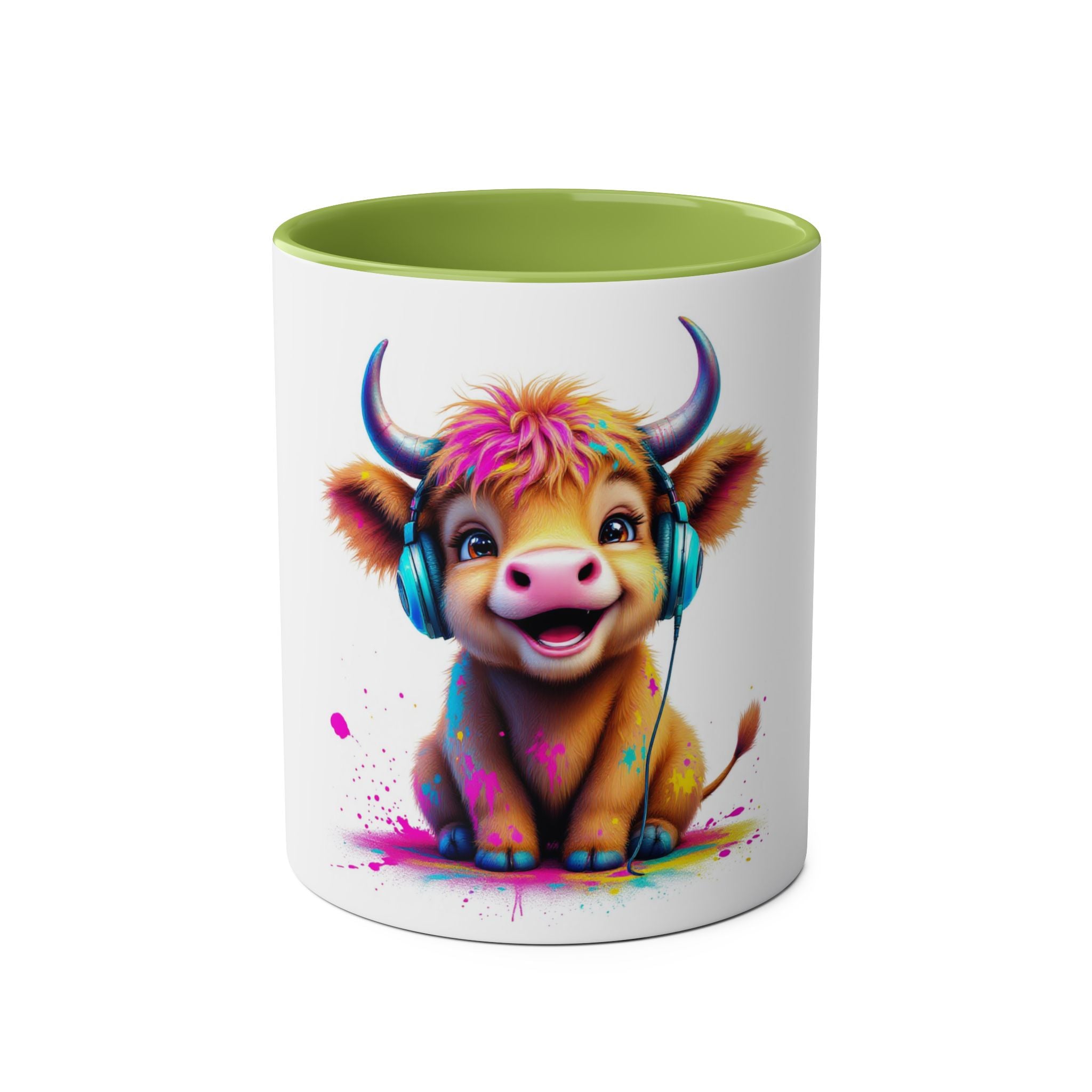 Playful Highland Cow Mug, Cute Coffee Cup for Animal Lovers, Gift for Birthdays, Cow Decor, Fun Kitchenware, Colorful Drinkware