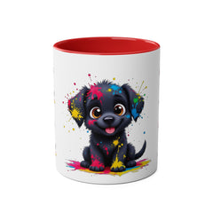 Colorful Puppy Two-Tone Coffee Mug | Cute Dog Lover Gift | Pet-Themed Kitchenware | Birthday Mug | Vibrant Print
