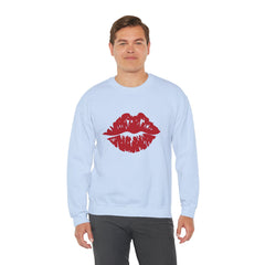 Romantic Lip Print Crewneck Sweatshirt | Perfect Gift for Her | Cozy Casual Wear, Valentine's Day, Birthday, Self-Care