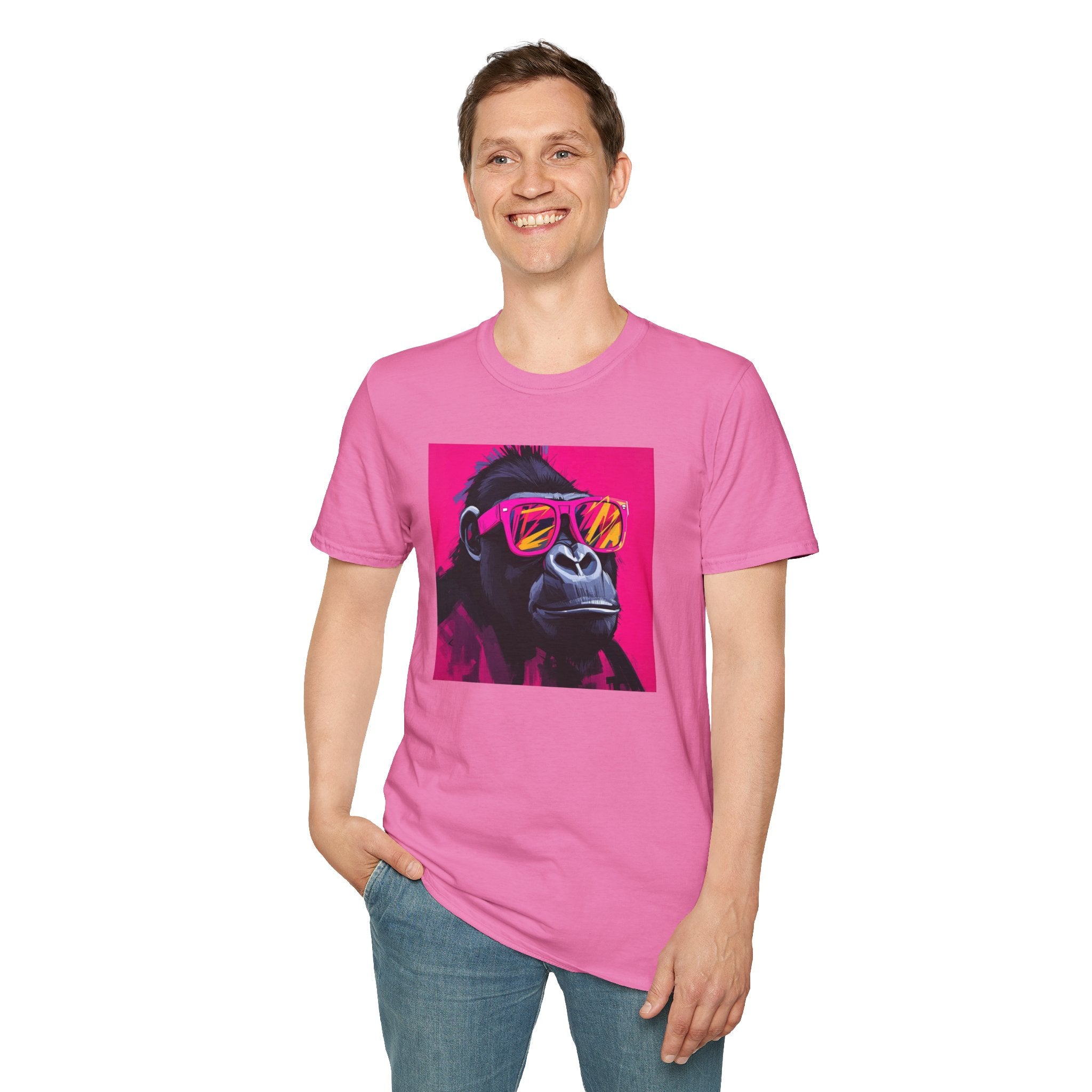 Retro Gorilla Graphic T-Shirt, Fun Animal Tee, Unisex Casual Wear, Birthday Gift, Summer Styles, Festival Fashion