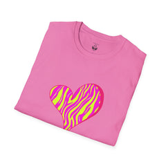 Pink Zebra Heart Unisex T-Shirt, Custom Love Shirt, Casual Wear, Gift for Her, Trendy Summer Tee