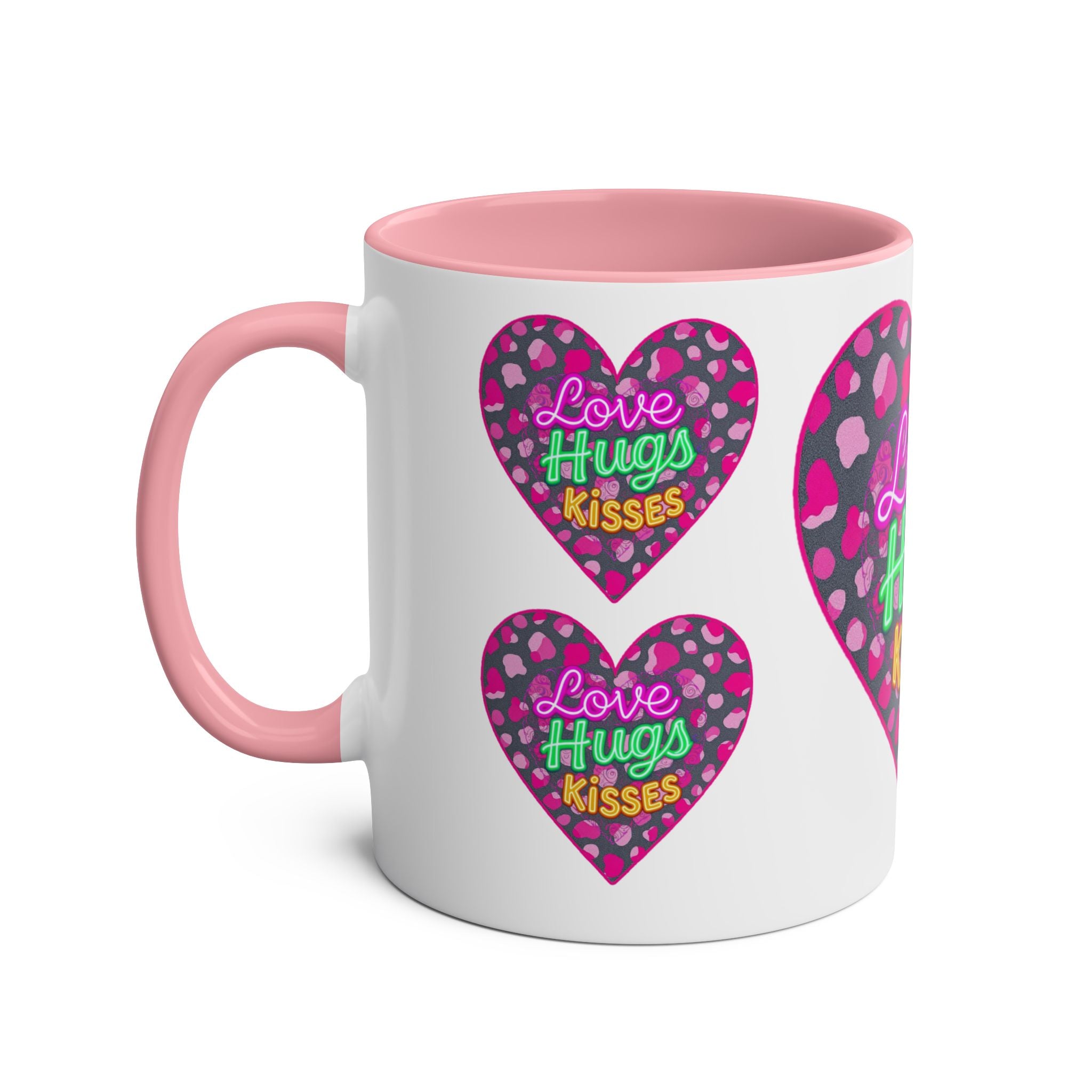 Colorful Love Mug: Perfect for Valentine's Day, Cute Gift, Coffee Break, Home Decor, Heart Design, Love Hugs Kisses
