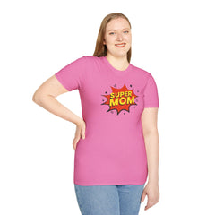 Super Mom Unisex Softstyle T-Shirt | Gift for Mother's Day, Funny Mom Tee, Birthday Present for Mom, Family Apparel, Casual Wear