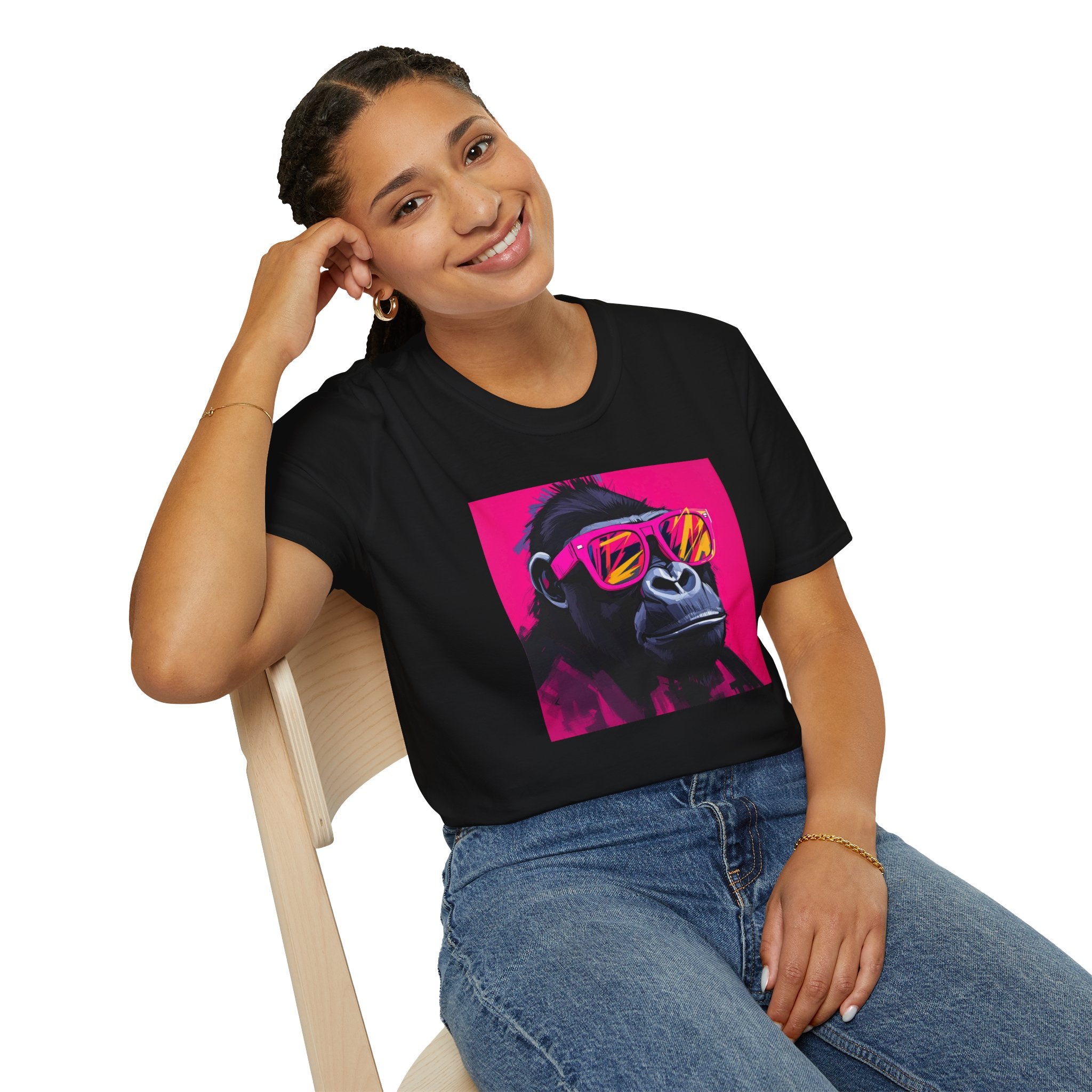 Retro Gorilla Graphic T-Shirt, Fun Animal Tee, Unisex Casual Wear, Birthday Gift, Summer Styles, Festival Fashion