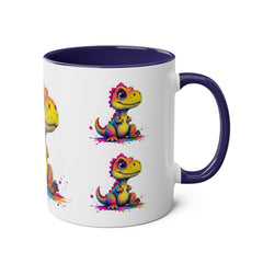 Colorful Dinosaur Two-Tone Coffee Mug - Cute 11oz Mug for Kids & Dino Lovers