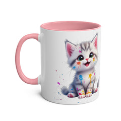 Cute Cat Two-Tone Coffee Mug for Cat Lovers