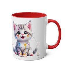 Cute Cat Two-Tone Coffee Mug for Cat Lovers