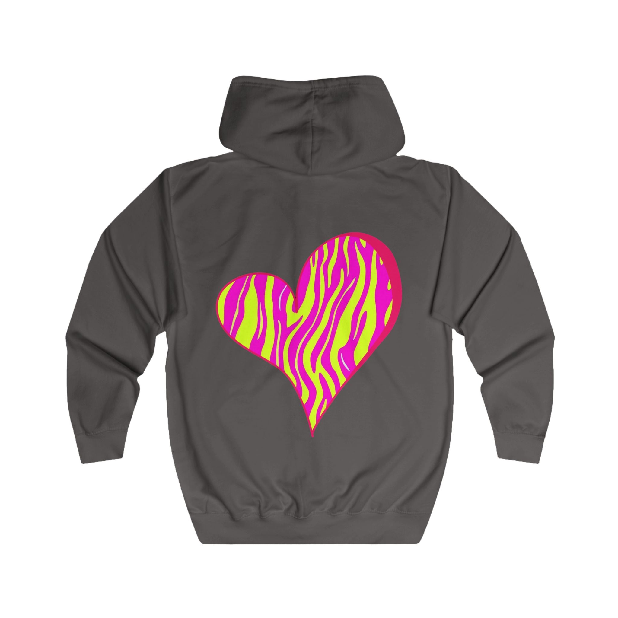 Vibrant Heart Print Hoodie, Unisex Zip-up Hoodie, Casual Wear, Gift for Her, Love Themed Apparel, Cozy Hooded Sweatshirt