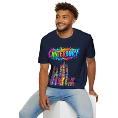 Canterbury Colorful T-Shirt | Vibrant Graphic Tee, Unisex Fashion, Travel Souvenir, Art Lovers Gift, Summer Wardrobe Essential