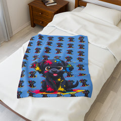 Cute Puppy Velveteen Plush Blanket - Perfect for Pet Lovers & Cozy Home Decor