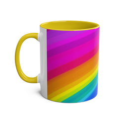 Vibrant Rainbow Two-Tone Coffee Mug - 11oz Colorful Drinkware