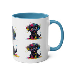 Colorful Puppy Two-Tone Coffee Mug | Cute Dog Lover Gift | Pet-Themed Kitchenware | Birthday Mug | Vibrant Print