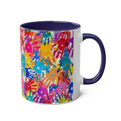 Vibrant Handprint Coffee Mug - 11oz Colorful Gift for Kids & Families