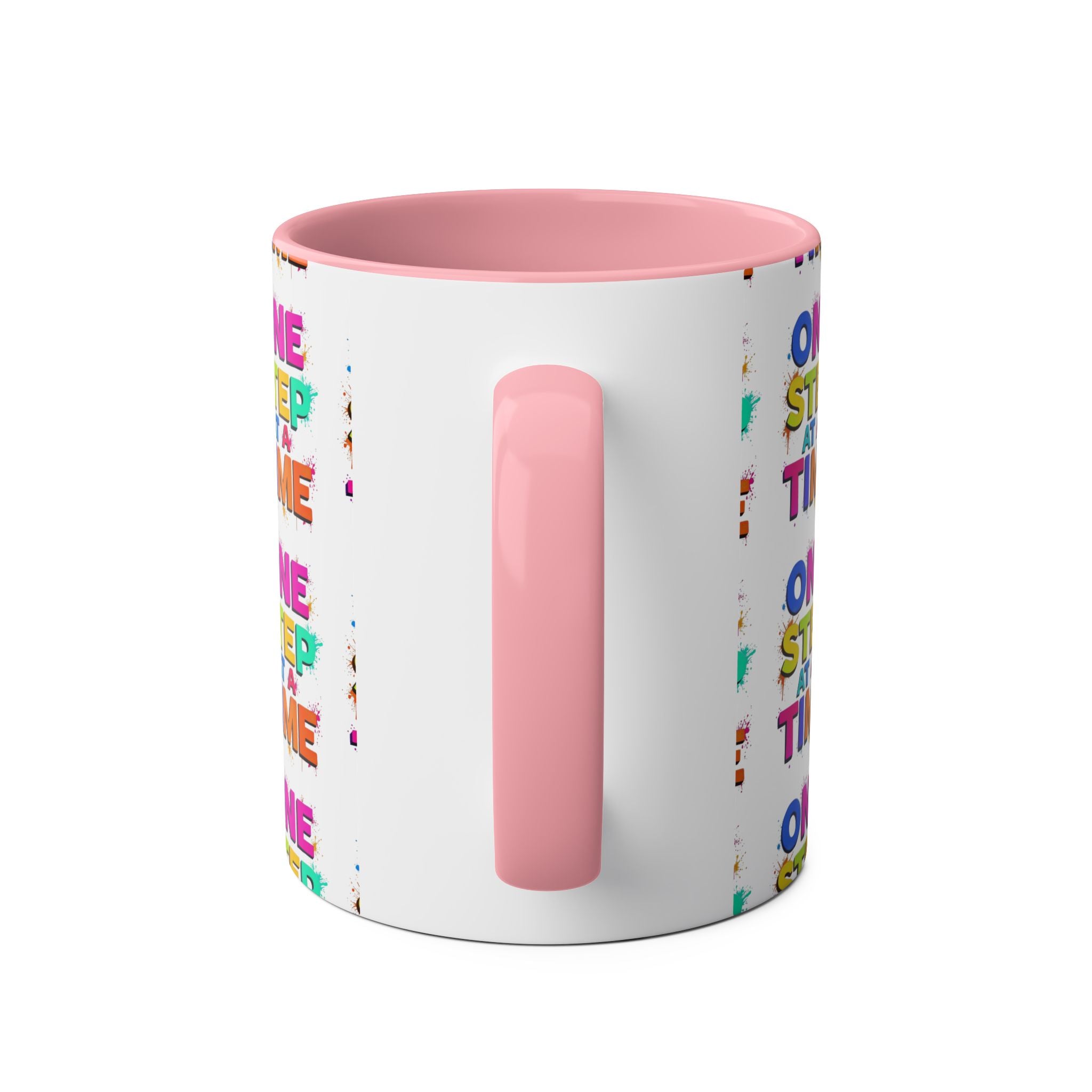 Motivational Two-Tone Coffee Mug - "One Step at a Time" - 11oz