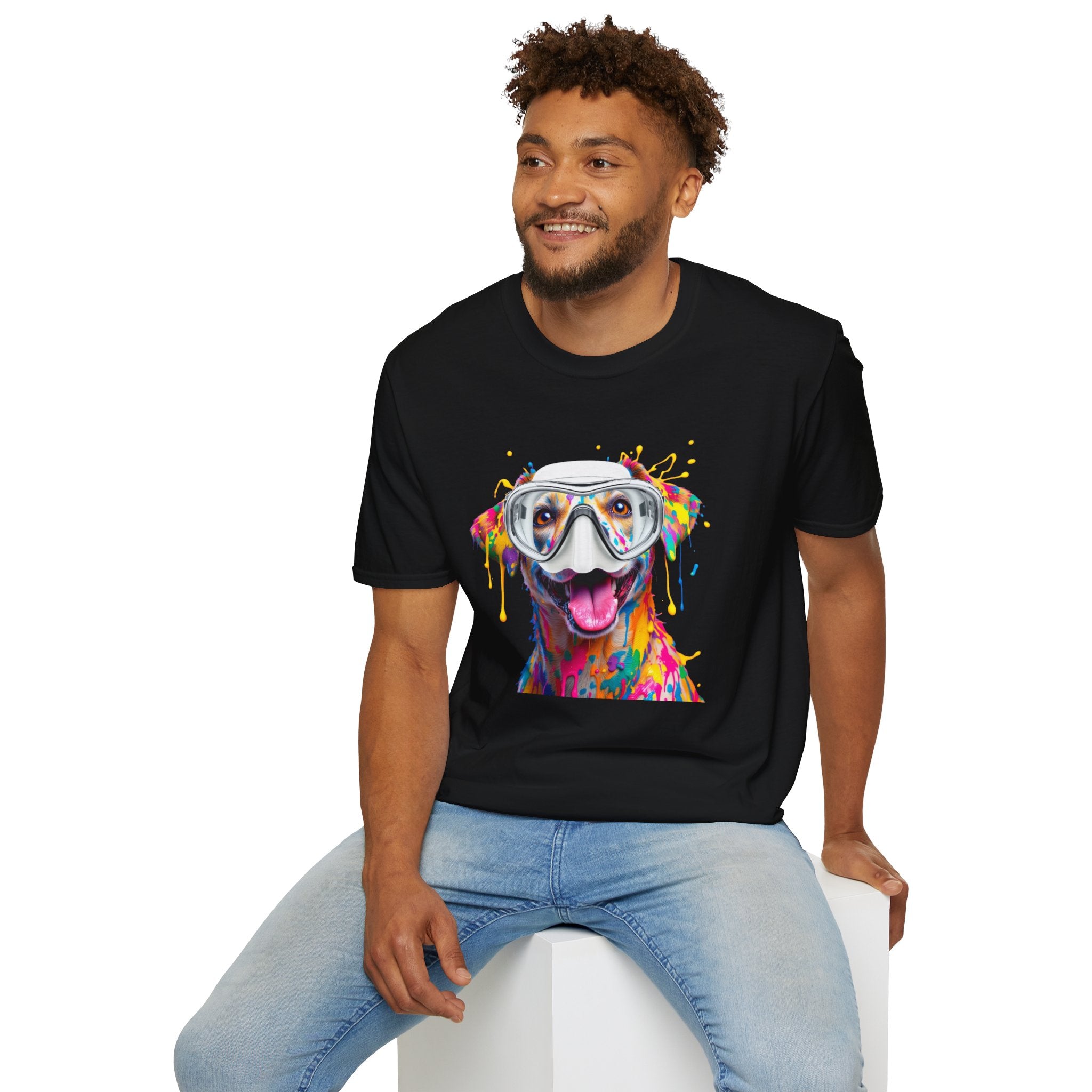 Vibrant Dog Art Unisex T-Shirt – Cute Pet Lover Gift, Animal Artwork Tee, Colorful Dog Graphic Top, Unique Gift for Dog Owners