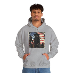 Western Cowboy Hoodie - Unisex Heavy Blend Sweatshirt, American Flag Design, Fashion Statement, Gift for Him, Cozy Apparel