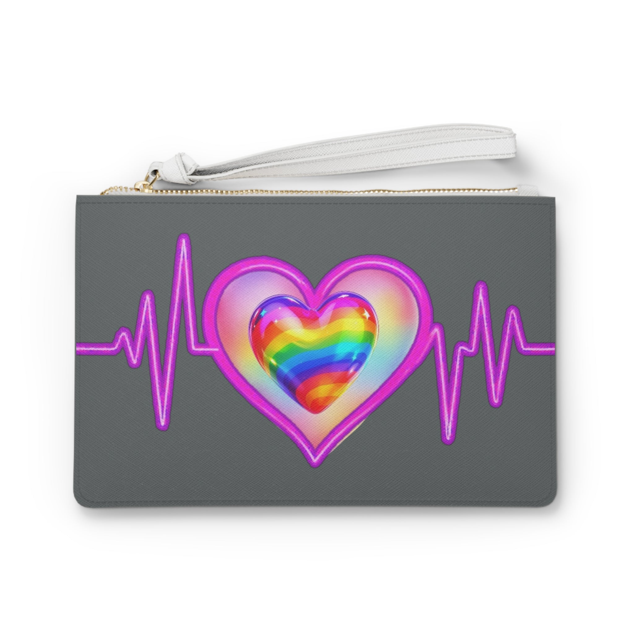 Rainbow Heart Clutch Bag - Colorful Fun and Vibrant Love Accessory