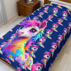 Rainbow Unicorn Velveteen Plush Blanket - Cozy Throw for Kids and Unicorn Lovers