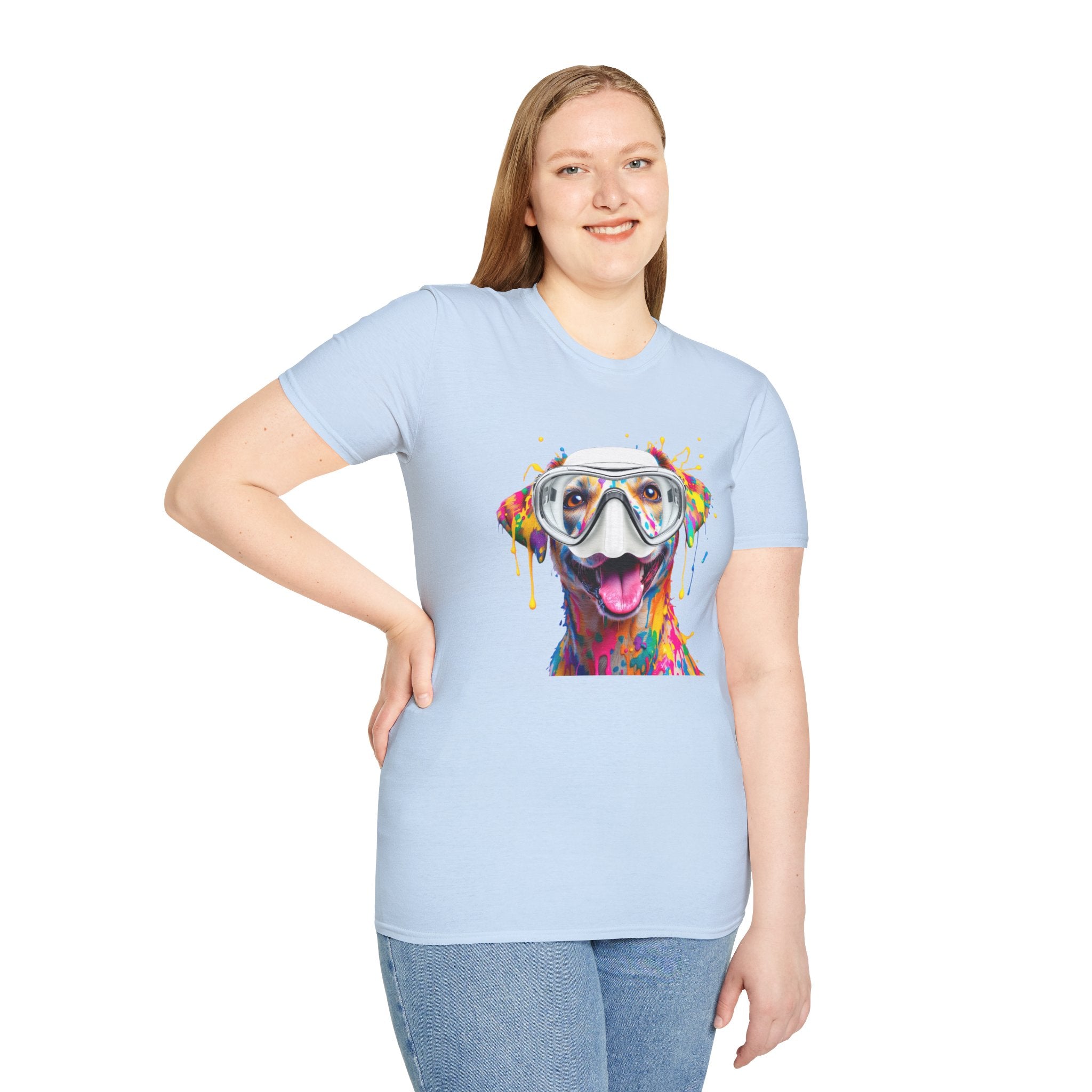 Vibrant Dog Art Unisex T-Shirt – Cute Pet Lover Gift, Animal Artwork Tee, Colorful Dog Graphic Top, Unique Gift for Dog Owners