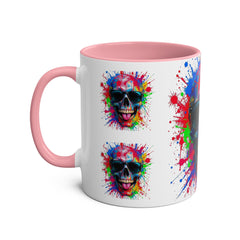 Vibrant Skull Artwork Coffee Mug - 11oz Two-Tone Design for Fun Enthusiasts
