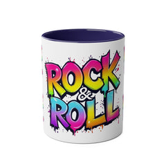 Colorful Rock & Roll Coffee Mug - 11oz Two-Tone Mug for Music Lovers
