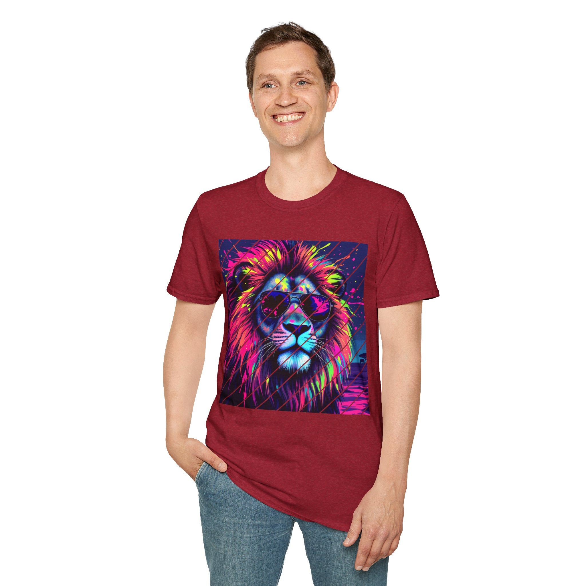 Vibrant Lion Graphic T-Shirt, Colorful Unisex Tee, Gift for Animal Lovers, Trendy Casual Wear, Perfect for Birthdays and Celebrations