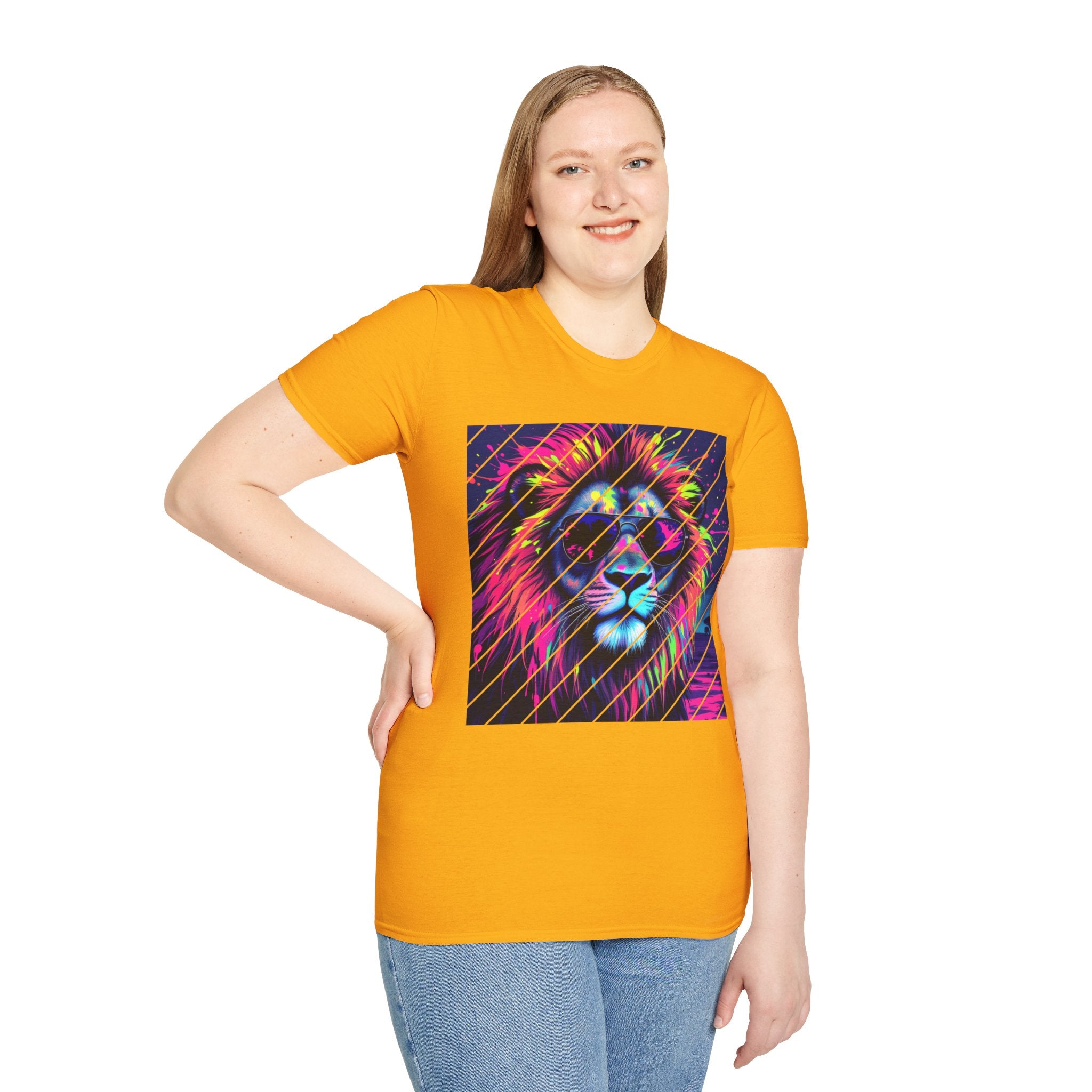 Vibrant Lion Graphic T-Shirt, Colorful Unisex Tee, Gift for Animal Lovers, Trendy Casual Wear, Perfect for Birthdays and Celebrations