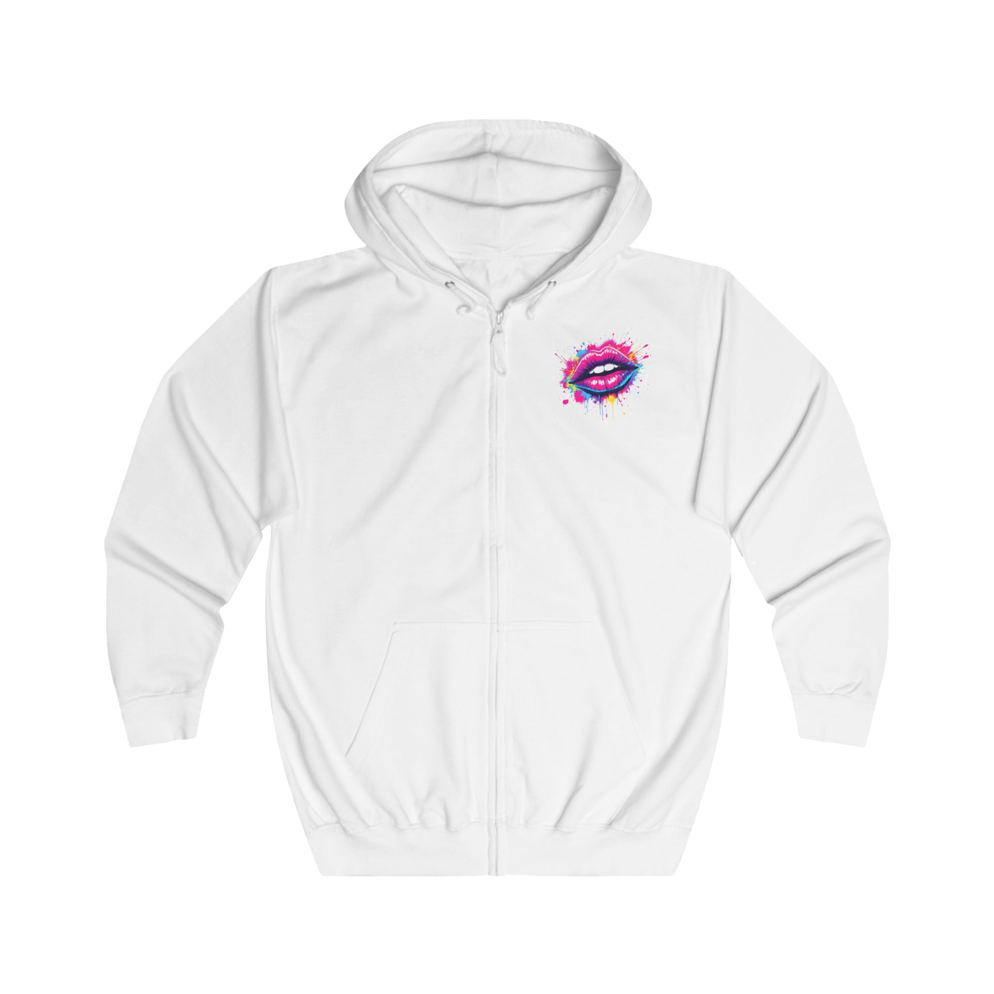Colorful Lips Unisex Full Zip Hoodie, Graphic Hooded Sweatshirt, Trendy Streetwear, Art-Inspired Apparel, Gift for Her