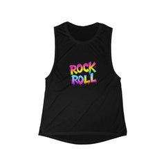 Rock & Roll Women's Flowy Muscle Tank - Music Festival Top, Casual Sleeveless Shirt, Summer Wardrobe Essential, Gift for Music Lovers