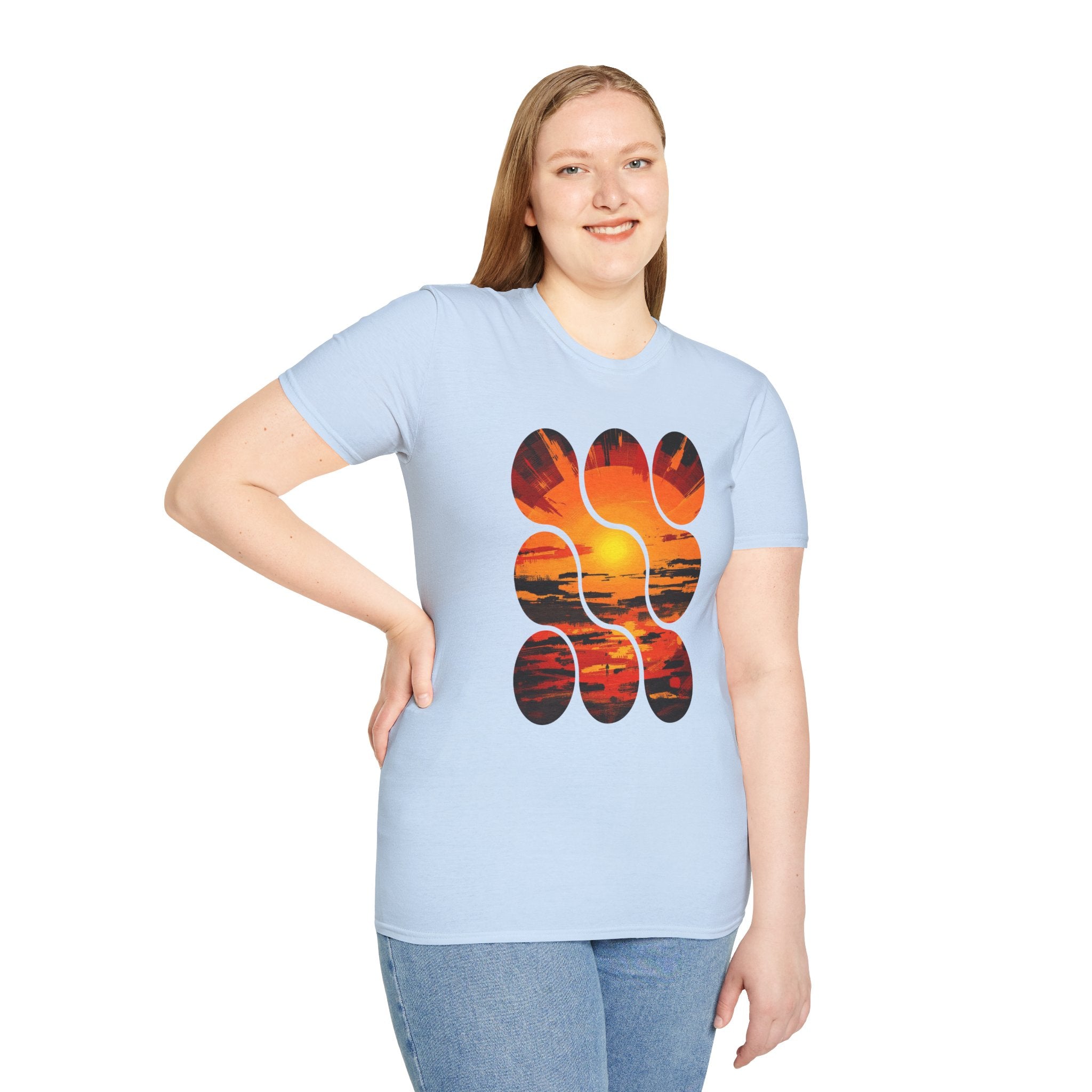 Sunset Inspired Unisex T-Shirt, Colorful Graphic Tee, Retro Summer Apparel, Gift for Friends, Casual Weekend Wear