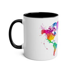 Colorful Map Two-Tone Coffee Mug - 11oz Travel Lovers Gift