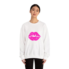 Kiss Mark Crewneck Sweatshirt - Cute Fashion for Her, Cozy Gift Idea, Valentine's Day, Overall Style, Relaxed Fit