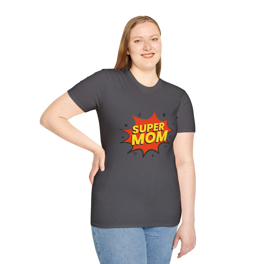 Super Mom Unisex Softstyle T-Shirt | Gift for Mother's Day, Funny Mom Tee, Birthday Present for Mom, Family Apparel, Casual Wear